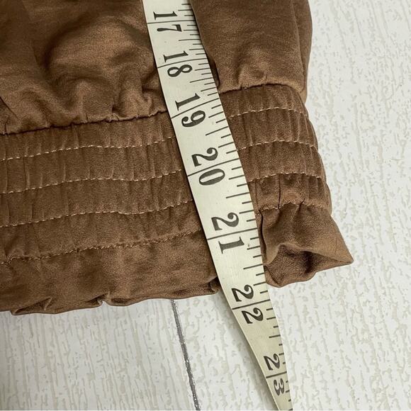 OLIVIA GREY Taupe Brown Gathered Bomber Jacket  Chic & Cozy  Size Small - Picture 3 of 11